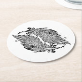 羽の刺激を受けたなスケッチ ラウンドペーパーコースター (アングル)