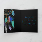 羽の夢のキャッチャー|カスタマイズ可能な|の誕生日 カード (内部)