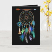 羽の夢のキャッチャー|カスタマイズ可能な|の誕生日 カード (黄色い花)