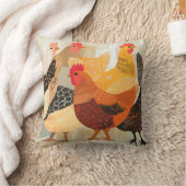 羽の模様や色が変わった鶏 クッション (ブランケット)