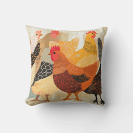 羽の模様や色が変わった鶏 クッション