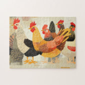 羽の模様や色が変わった鶏 ジグソーパズル (横)