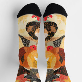 羽の模様や色が変わった鶏 ソックス
