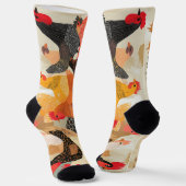 羽の模様や色が変わった鶏 ソックス (傾斜あり)