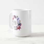 羽の母の日の野生の花のシャクヤクの花柄 コーヒーマグカップ (正面左)