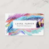 羽の水彩画のボヘミアのヴィンテージのガーリーな上品 名刺 (正面)