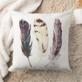 羽の水彩画の先住民の枕 クッション (ブランケット)