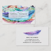 羽の水彩画のBohoのヴィンテージのガーリーな上品 名刺 (正面/裏面)