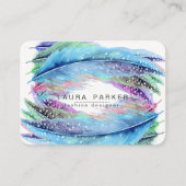 羽の水彩画のBohoの鳥のガーリーな上品 名刺 (正面)