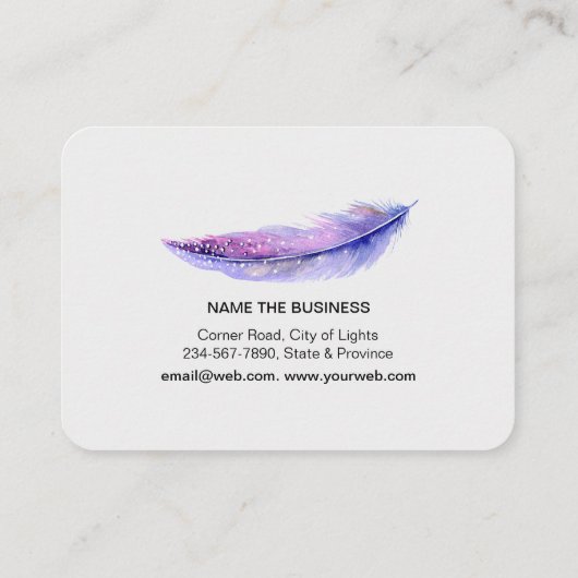 羽の水彩画のBohoの鳥のガーリーな上品 名刺 (裏面)
