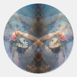 羽の生えたランタン ラウンドシール