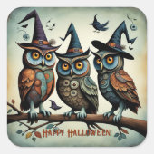 羽の生えた鳥 スクエアシール (正面)