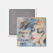 羽の磁石を持つ神秘的な女性 マグネット (正面/裏面)