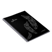 羽の秋の芸術の輪郭の灰色の黒い一流のテンプレート ノートブック (右側)