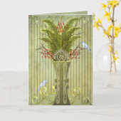 羽の空白の鳥 カード (黄色い花)