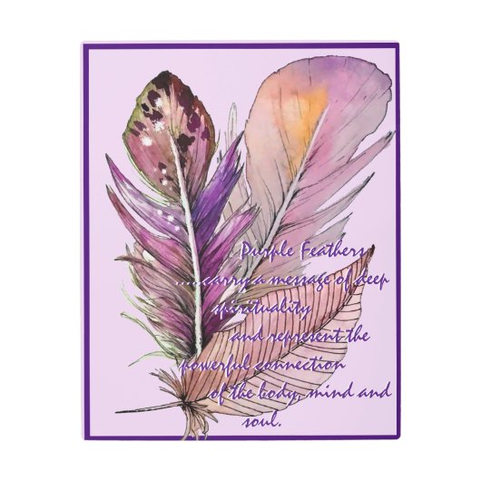 羽の紫と意味 メタルプリント (正面)
