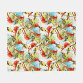 羽の群れ フリースブランケット (正面(横))