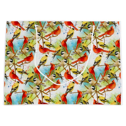 羽の群れ ラージペーパーバッグ (正面)