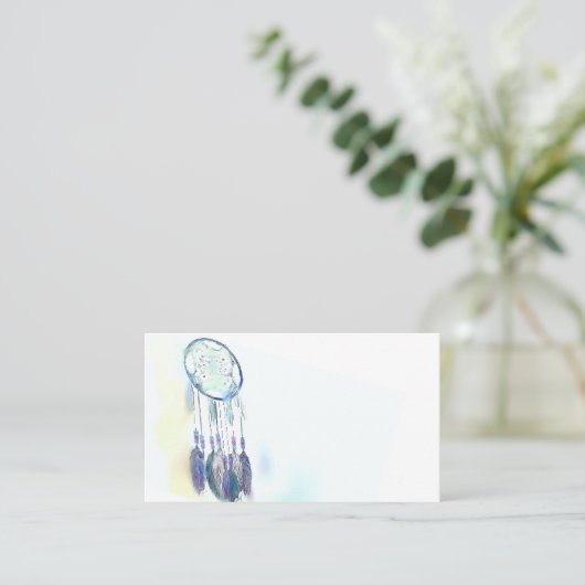 羽の羽の芸術水色の名刺 名刺 (スタンド正面)