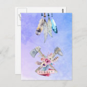 羽の花とラブウォーターの色のデザイン ポストカード (正面/裏面)