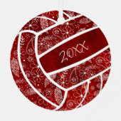 羽の花の模様マルーンバレーボール メタルオーナメント (裏面)