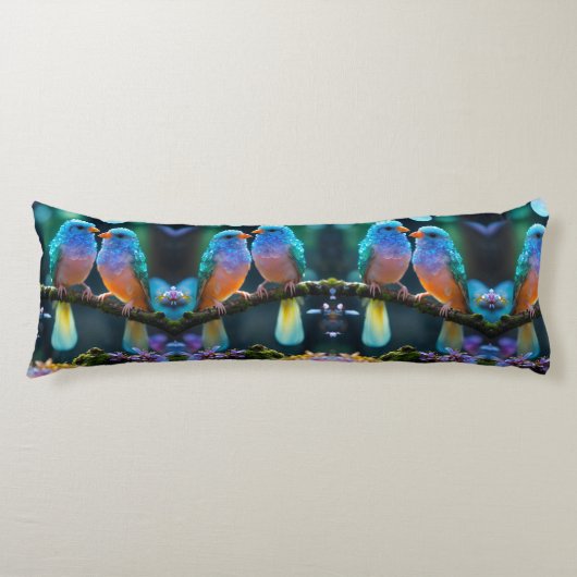 羽の静け:鳥のデザイン抱き枕 ボディピロー (正面)