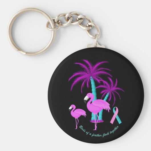 羽の鳥が群がる キーホルダー (正面)