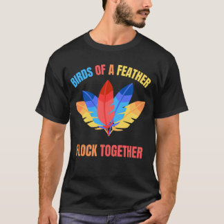 羽の鳥が集まるデザイン Tシャツ