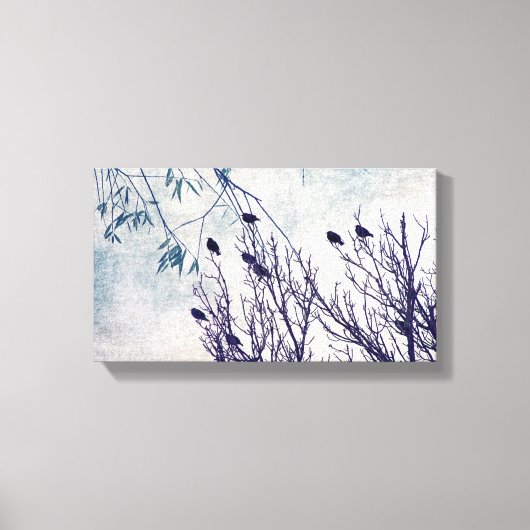 羽の鳥が集まる キャンバスプリント (正面)