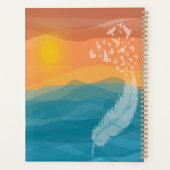 羽の鳥に覆われた水色の海の夕日 プランナー手帳 (裏面)