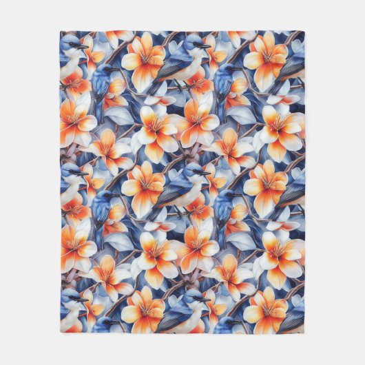 羽の鳥 フリースブランケット (正面)