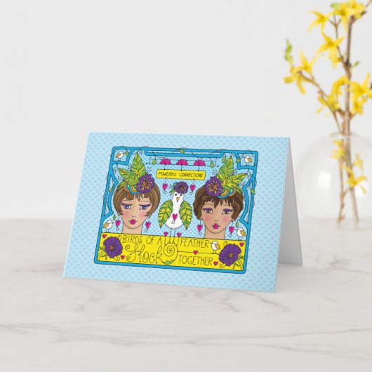 羽の鳥_挨拶 カード (黄色い花)