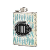 羽の黒とタンのヒップスターのパターン フラスク (左)