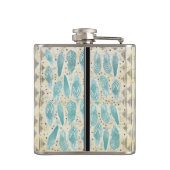 羽の黒とタンのヒップスターのパターン フラスク (裏面)