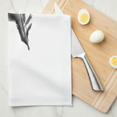 羽の黒 キッチンタオル (四つ折り)