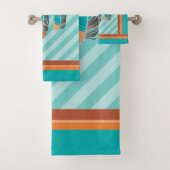 羽はティール（緑がかった色）ストライプと砂漠の色。 バスタオルセット (インサイチュ)