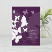 羽ばたいて……チョウの白/プラム5x7インビト 招待状 (スタンド正面)