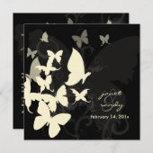 羽ばたいて……チョウクリーム/ブラック 招待状 (正面/裏面)