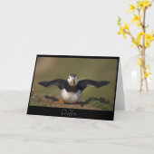 羽ばたきパフィン カード (黄色い花)