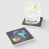 羽ばたき夜蝶 ストーンコースター (横)