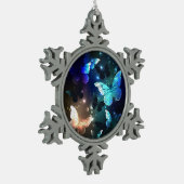 羽ばたき夜蝶 スノーフレークピューターオーナメント (左)