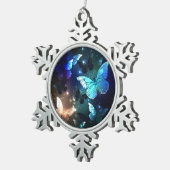 羽ばたき夜蝶 スノーフレークピューターオーナメント (右)