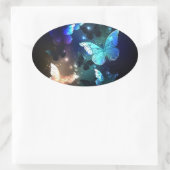 羽ばたき夜蝶 楕円形シール (バッグ)