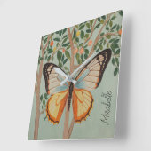 羽ばたき強パーソナライズされた力 スクエア壁時計 (傾斜)