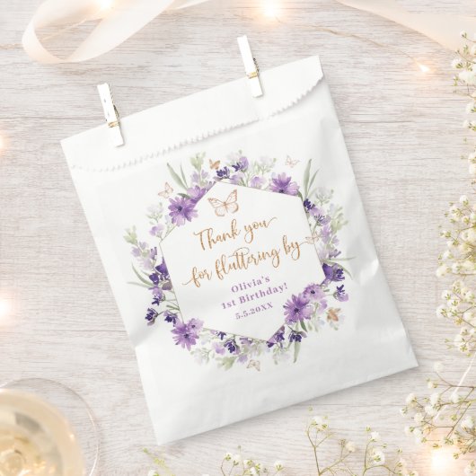 羽ばたき用の野感謝してい花紫蝶 フェイバーバッグ (クリップ留めされた状態)