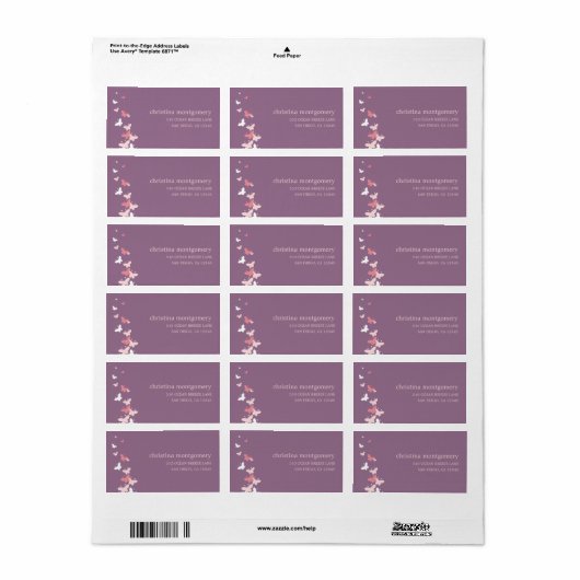 羽ばたき蝶住所 シール (フルシート)