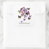 羽ばたき蝶蔵書票シール スクエアシール (バッグ)