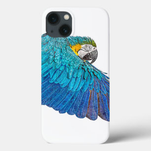 羽ばたき青と黄色のマカオ iPhone 13ケース