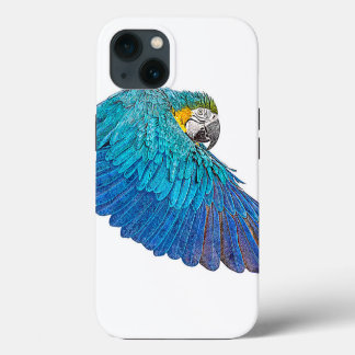 羽ばたき青と黄色のマカオ iPhone 13ケース