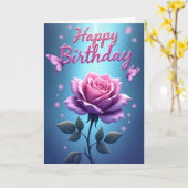 羽ばたくバラの誕生日カード カード (黄色い花)